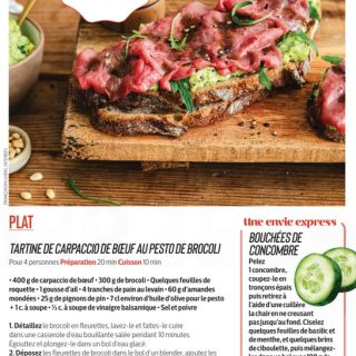 Tartine carpaccio pesto brocolis