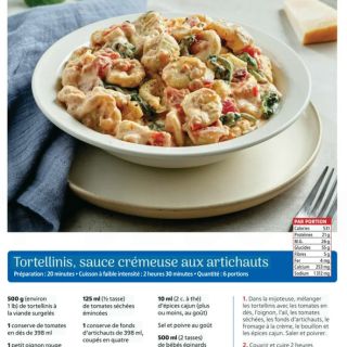 Tortellini sauce crémeuse artichaut