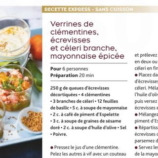 Verrines clémentines celeris écrevisse...