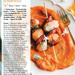 brochettes st jacque chorizo patate douc...