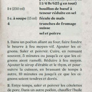 côtelettes porc oignon