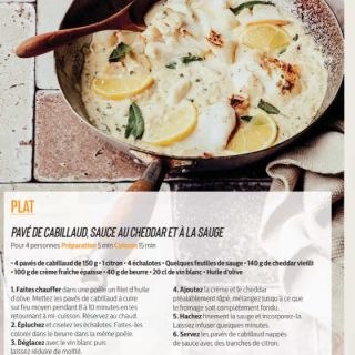 cabillaud sauce cheddar et sauge