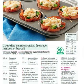 coupelle macaroni fromage brocolis