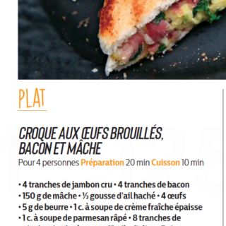 croque oeuf brouillé bacon