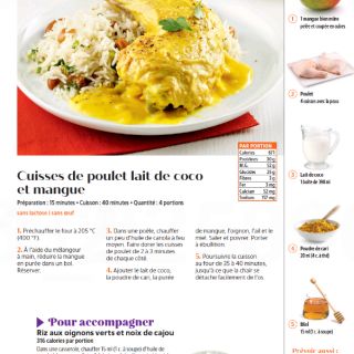 cuisses poulet lait coco mangue