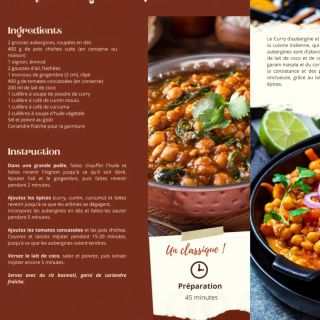curry aubergine pois chiche