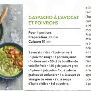 gazpacho avocat poivrons
