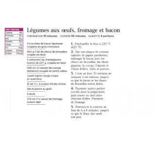 légumes oeufs bacon fromage