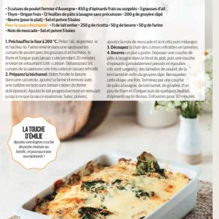 lasagne ricotta épinard poulet