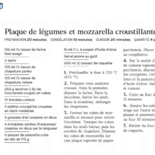 plaque légumes mozarella croustillante