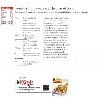 poulet sauce ranch bacon et cheddar