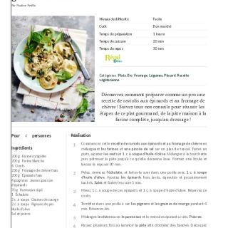 ravioli chèvre épinards