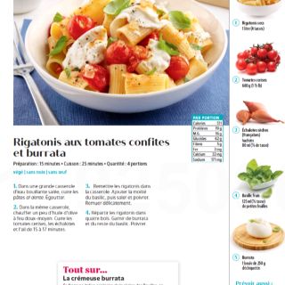 rigatonnis tomate burrata