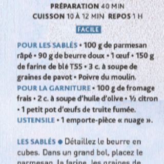 sablés fromage frais oeuf de truite