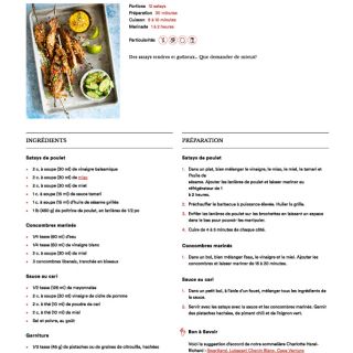 satays de poulet sauce cari