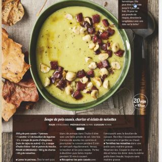 soupe pois cassés chorizo noisettes