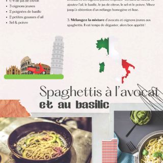 spaghetti avocat basilic