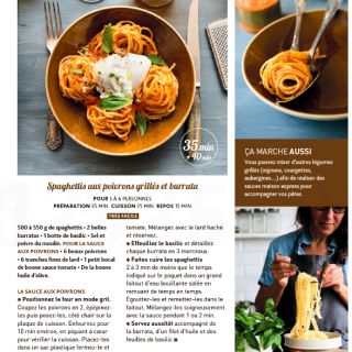 spaghetti poivron roti burrata