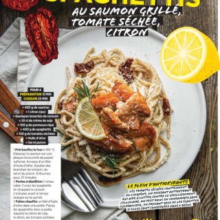 spaghetti saumon grillé tomate séchée
