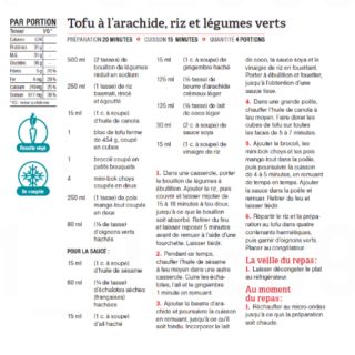 tofu arachide riz légumes verts