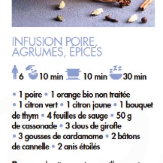 Infusion poires agrumes épices